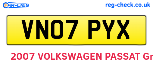 VN07PYX are the vehicle registration plates.