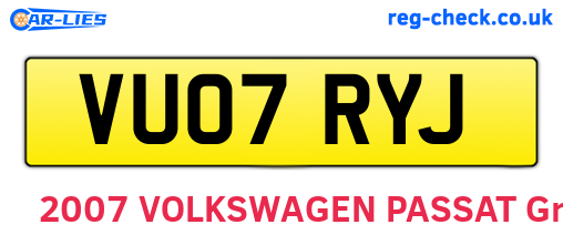 VU07RYJ are the vehicle registration plates.
