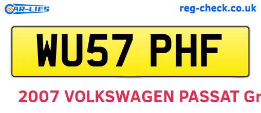 WU57PHF are the vehicle registration plates.