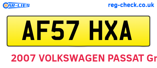 AF57HXA are the vehicle registration plates.