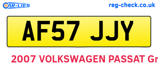 AF57JJY are the vehicle registration plates.