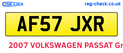 AF57JXR are the vehicle registration plates.