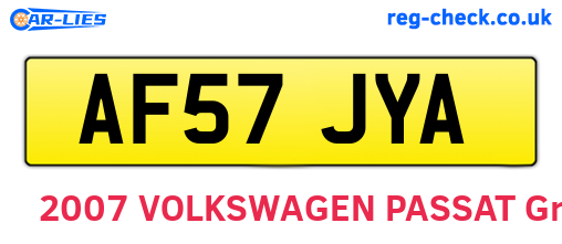 AF57JYA are the vehicle registration plates.