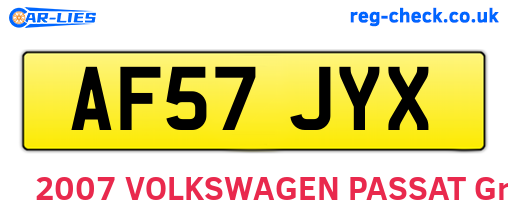 AF57JYX are the vehicle registration plates.