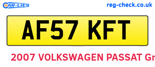 AF57KFT are the vehicle registration plates.