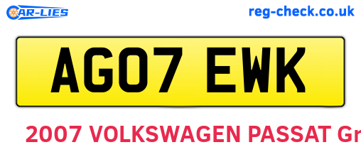 AG07EWK are the vehicle registration plates.