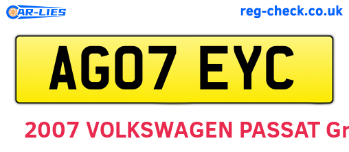 AG07EYC are the vehicle registration plates.