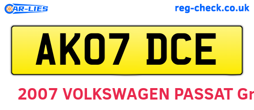 AK07DCE are the vehicle registration plates.