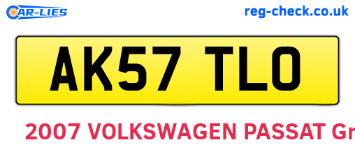 AK57TLO are the vehicle registration plates.