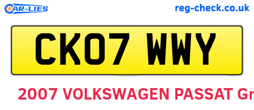 CK07WWY are the vehicle registration plates.