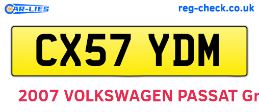 CX57YDM are the vehicle registration plates.