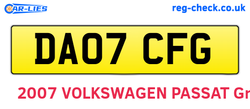 DA07CFG are the vehicle registration plates.