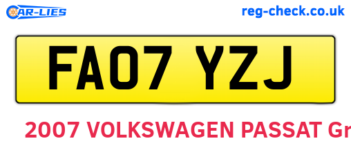 FA07YZJ are the vehicle registration plates.
