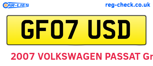 GF07USD are the vehicle registration plates.