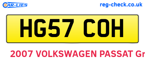 HG57COH are the vehicle registration plates.