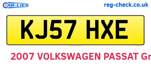 KJ57HXE are the vehicle registration plates.