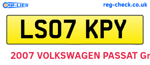 LS07KPY are the vehicle registration plates.