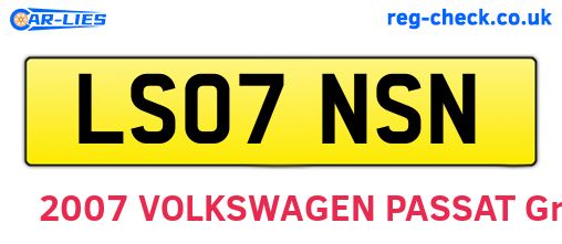 LS07NSN are the vehicle registration plates.