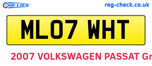 ML07WHT are the vehicle registration plates.