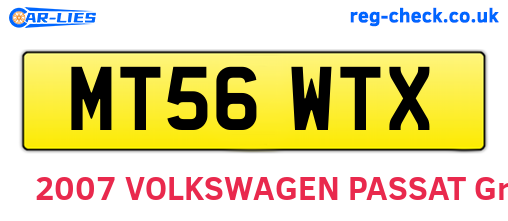 MT56WTX are the vehicle registration plates.