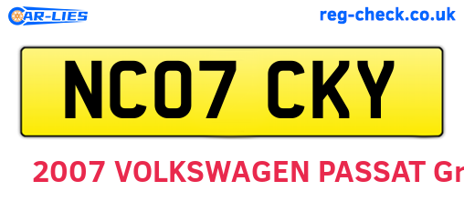 NC07CKY are the vehicle registration plates.
