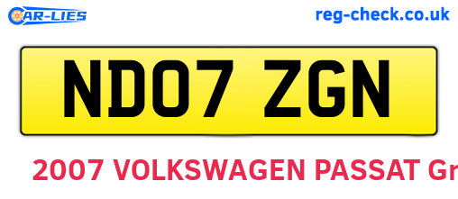 ND07ZGN are the vehicle registration plates.
