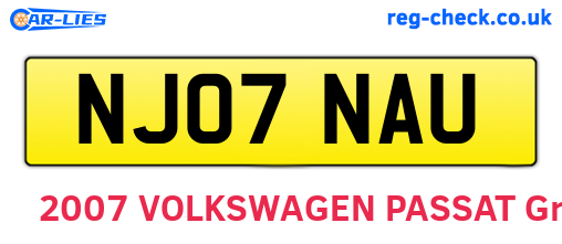 NJ07NAU are the vehicle registration plates.
