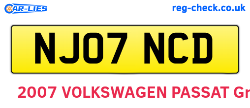 NJ07NCD are the vehicle registration plates.