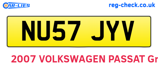 NU57JYV are the vehicle registration plates.