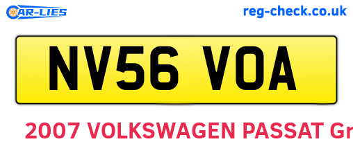 NV56VOA are the vehicle registration plates.