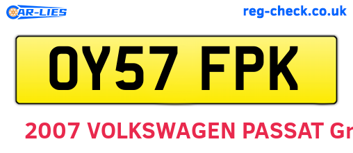 OY57FPK are the vehicle registration plates.