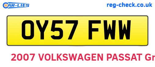 OY57FWW are the vehicle registration plates.