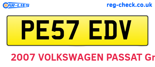 PE57EDV are the vehicle registration plates.