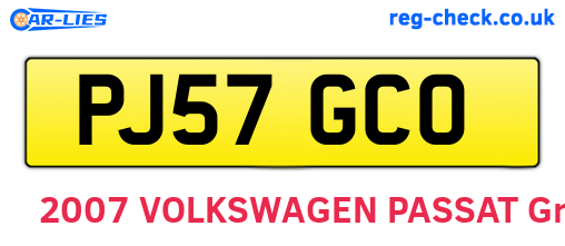 PJ57GCO are the vehicle registration plates.