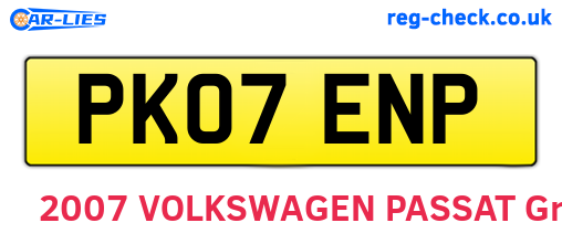 PK07ENP are the vehicle registration plates.