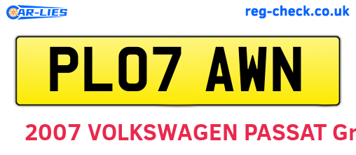 PL07AWN are the vehicle registration plates.