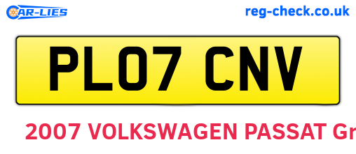 PL07CNV are the vehicle registration plates.