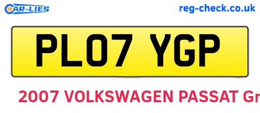 PL07YGP are the vehicle registration plates.