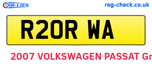 R20RWA are the vehicle registration plates.