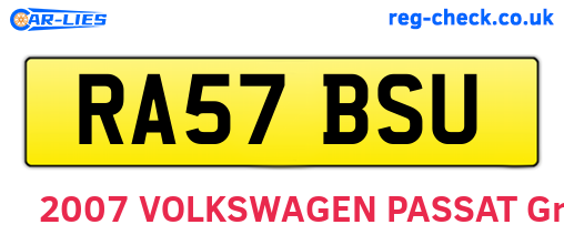 RA57BSU are the vehicle registration plates.