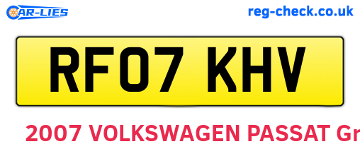 RF07KHV are the vehicle registration plates.