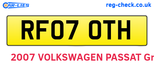 RF07OTH are the vehicle registration plates.