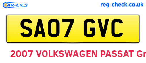 SA07GVC are the vehicle registration plates.