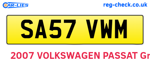 SA57VWM are the vehicle registration plates.