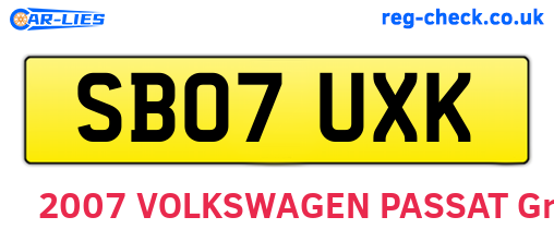 SB07UXK are the vehicle registration plates.