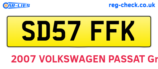 SD57FFK are the vehicle registration plates.