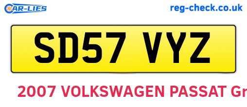SD57VYZ are the vehicle registration plates.