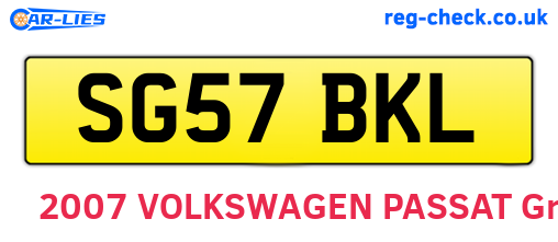 SG57BKL are the vehicle registration plates.