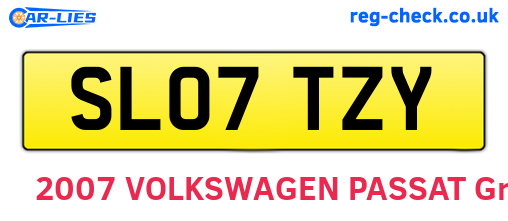 SL07TZY are the vehicle registration plates.