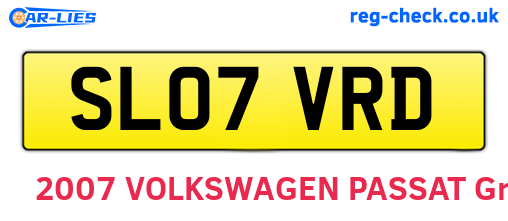 SL07VRD are the vehicle registration plates.